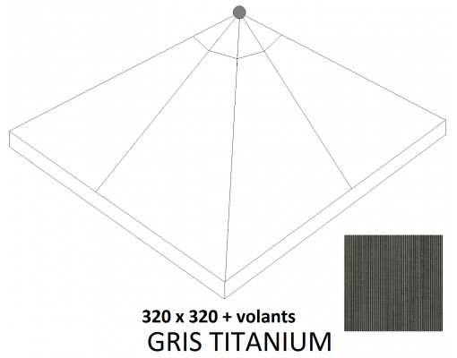 Replacement canvas in Titanium in Olefin with flaps for Sun Garden - Easy Sun parasol 320 Square